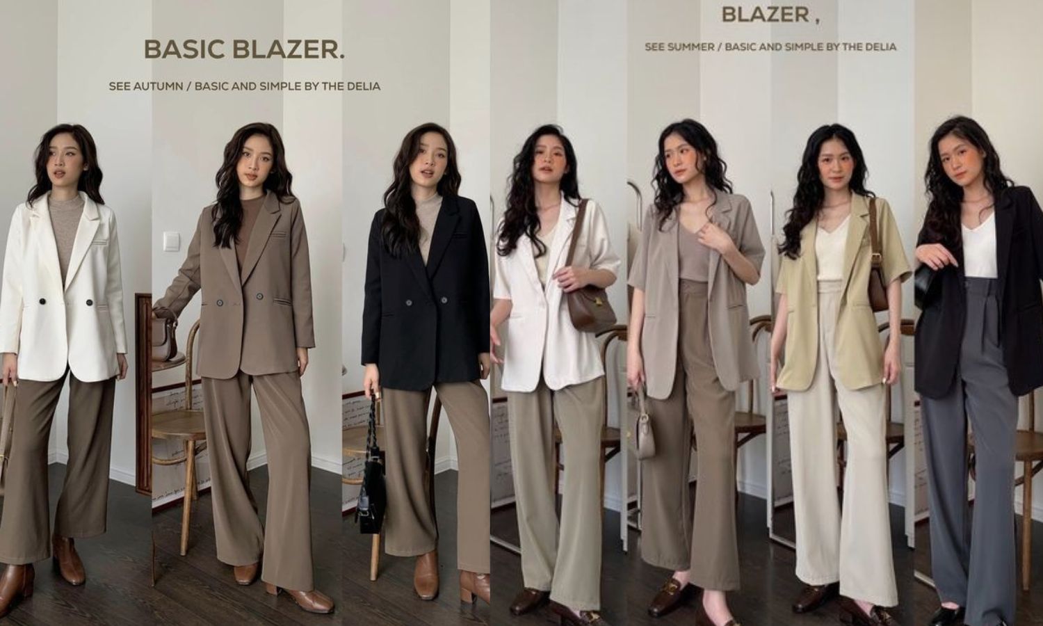 áo blazer với quần ống rộng